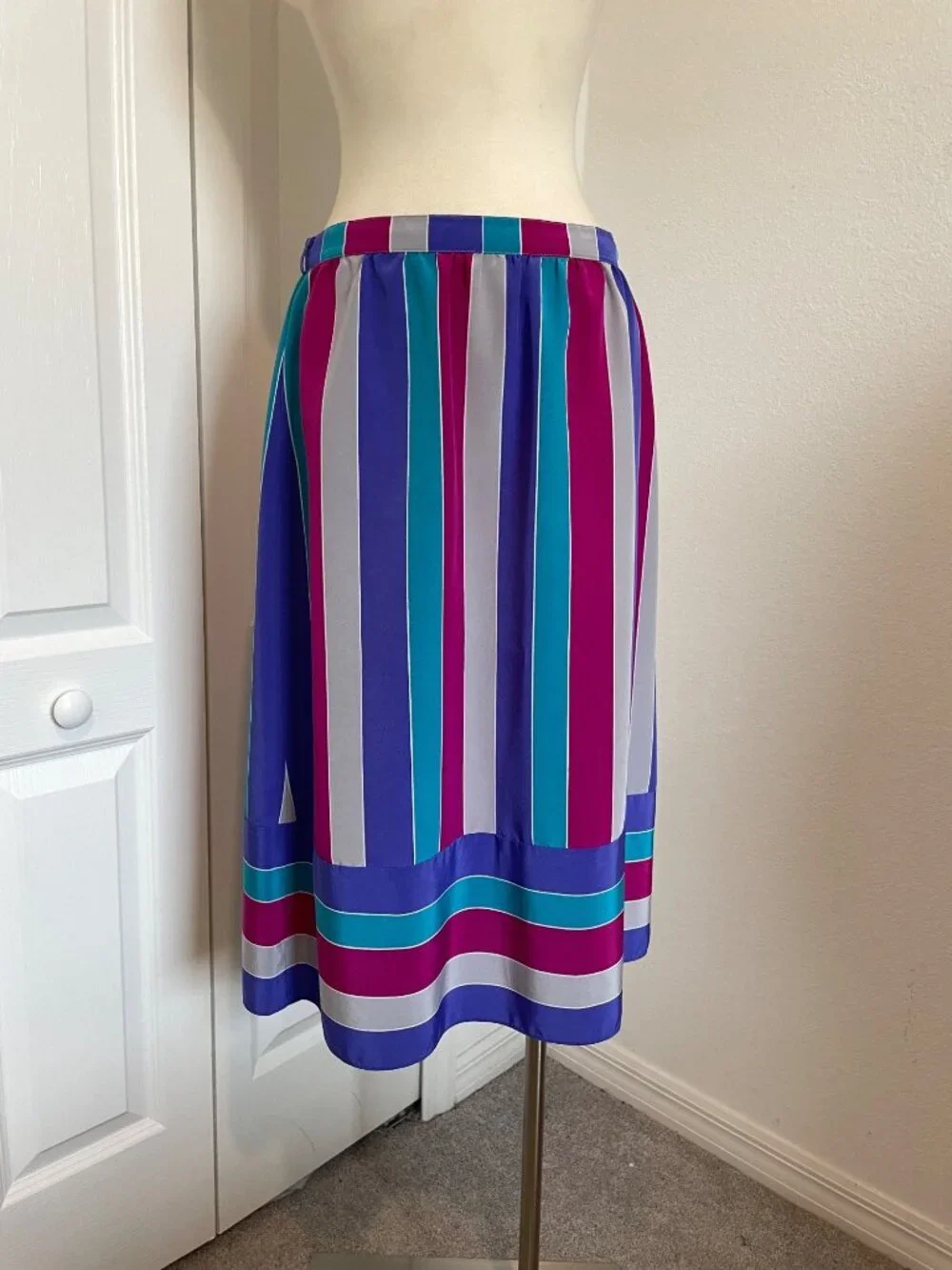 Vintage 80's SASSON High Waisted Skirt Shirt Striped 2-Piece Set Women’s 14/15